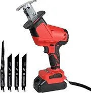 ALSTON 18V Cordless Electric Brushless Reciprocating Saw Rechargeable Handheld Cutter Saw with 4 Blades for Wood PVC Pipe Cutting, 1500mah Battery Charger Included
