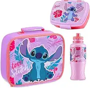 Disney Stitch Kids Lunch Box 3 Piece Set Insulated Lunch Bag Snack Box BPA Free 430ml Water Bottle School Travel Official Merchandise Stitch Gifts