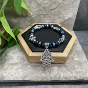 Lucky Evil Eye Hamsa Beaded Bracelet Stretch Protection & Blessings New B5890