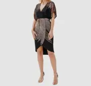 $296 Aidan by Aidan Mattox Women's Black Sequined Dolman Shift Dress Size US 2