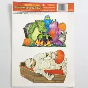 Vintage HALLOWEEN Static Cling Window Classroom Mummy Monsters CLEO 1980'S