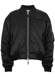 Jean Paul Gaultier Logo-embroidered Satin Bomber Jacket - Black - L (UK14 / L) L (UK14 / L)