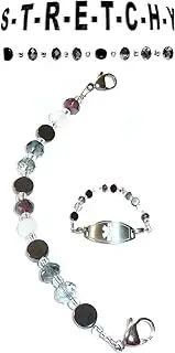 [Hidden Hollow Beads] Women's Multi Stretchy 6.5 or 5.5 inch long Medical Alert ID Interchangeable Replacement Bracelet, Identification Vital info tag