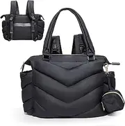 MISS FONG Baby Changing Bags，Large Nappy Changing Bags,Wide Opening Changing Bag Backpack,Travel Baby Bags with Foldable Changing Mat, Stroller Straps, Pacifier Case for Moms and Dads