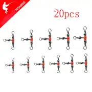 20Pcs Fishing Swivel 3 Way Barrel Ring Fishhook With Beads Lure Line Connector