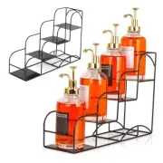 Coffee Syrup Rack for Coffee Bar Accessories, Iron 4 Compartment Bottle