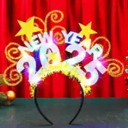 Light Up New Year Headbands LED Happy New Year 2025 Headpiece Star Hair Band ...