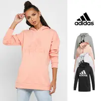 在飛比找蝦皮商城優惠-Adidas 黑/白/粉/灰 連帽T恤 女款 寬鬆 落肩 長