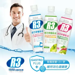 【維維樂】R3活力平衡飲PLUS 500ml/瓶(柚子/草莓奇異果/蘋果 低滲透壓 電解質 電解水)X8