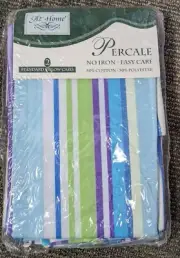 Standard Pillowcases Blue Green Purple Striped Set Of 2 JC Penney At Home Sealed