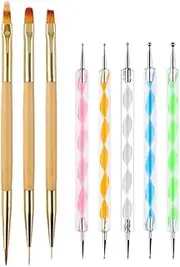 5PCS Dotting Pens and 3PCS Nail Painting Brushes, Double Ended Nail Brushes and Dotting Tool Kit, Nail Art Design Tools