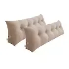 NNEAGS 2X 120cm Beige Triangular Wedge Bed Pillow Headboard Backrest Bedside Tat
