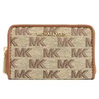 在飛比找momo購物網優惠-【Michael Kors】經典滿版MK緹花布信用卡多層零錢