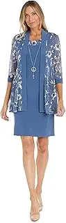 [R&M Richards] 2PC Printed Jacket Dress W/Tank Dress & Detachable Necklace
