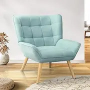 Oikiture Armchair Accent Lounge Chairs Stoolseating Soft Home Office Furniture Stools for Dining Living Room or Bedroom Fabric Upholstered, Blue