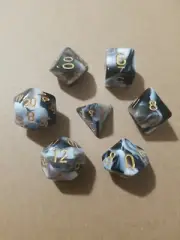 Polyhedral Gaming 7Pc Dice Set Black/White; DnD, Roleplaying, FREE SHIPPING