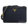 【全新現貨 補9個】茱麗葉精品 PRADA 1BH046 浮雕LOGO尼龍帆布雙層雙拉鍊斜背包.深藍現金價$19,800