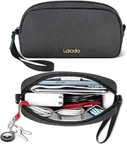 Lacdo Electronics Organizer Travel Case, Travel Bag Cable Organizer for Essentials, Water Resistant Tech Accessories Carry Storage for Cord, Phone, Cables, Airpods, USB Flash Drive, Daily Items, Black