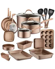 Nutrichef 20pc Non-Stick Cookware Set NoSize Gold
