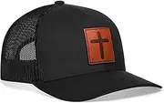 [HAKA] Camping Hat – Outdoors Trucker Hat for Men & Women, Baseball Cap Adjustable Snapback - Leather
