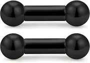 [Ftovosyo] PA Rings Internally Threaded Straight Barbell Nipple Ring 2G 4G 6G 8G Earrings Gauges Ear Ring Tongue Rings 316L Surgical Steel Body Piercing Jewelry for Women Men 1Pair, Color Black