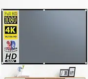 for Home Theater Cinema Indoor Outdoor Backyard Pa Projector Screen 16:9 4:3 Metal Anti Light Gray Optical Coating Portable Reflective Canvas for YG300 Hy300 DLP Projector(130 inch)