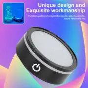 LED Rotating Crystal Light Display Base Stand Round Holder Home Luminous Decor