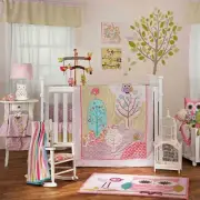 lolli living poppy seed girls cotton baby comforter pink trees birds