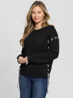 GUESS Black Elliss Chain Knit Jumper Size: XS, Cotton