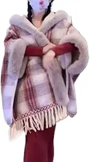 [Yihuaqun] Christmas Plush Warm and Environmentally Friendly Fur Patchwork Hooded Cape Jacket