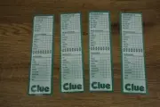 4 pack of Laminated Re-useable Clue Board Game Score Sheet (Green)