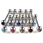 5pcs Lots Mixed Logo Ball Tongue Bars Rings Barbell Piercing Stainless Steel