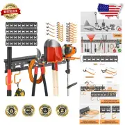 Heavy-Duty Wall Mount Garden Tool Organizer with Adjustable Hooks - 750lbs