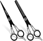 Facón Professional Razor Edge Barber Hair Cutting/Thinning Scissors Set - Japanese Stainless Steel - 6.5" Length - Fine Adjustment Tension Screw - Salon Quality Premium Shears (The Alpha)
