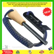 Ferro Rod Flint Fire Starter Kit with Wood Handle 12000+ Strikes Survival Fl NEW