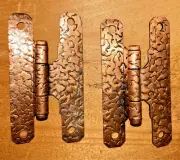 40 Vintage Hammered Copper Offset Cabinet Hinges & Screws Bagged in Pairs NOS