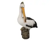 41cm Pelican on Log Ð Decorative Coastal-Themed Statue