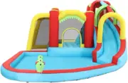 8 in 1 Inflatable Water Park Slide Jumping Castle Soccer Goal with Cannon Outdoo