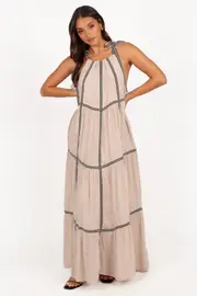 [PUP66] Volina Maxi Dress - Light Taupe S taupe