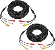 uxcell Power Cable 65.6Ft, 2 Pcs 2.1mm x 5.5mm RCA Male to Male Pigtail Barrel Plug Connector Cable for CCTV Security Camera Lighting Power Adapter, Black