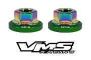 2 VMS RACING STRUT TOWER DRESS UP GREEN WASHERS & NEOCHROME NUTS FOR TOYOTA B (for: Toyota)