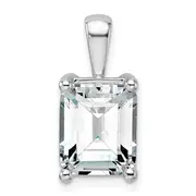 14k White Gold 5 Ct. Lab Grown Diamond VS/SI+ G+ Emerald Four Prong Pendant