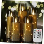Flameless Candles with Remote Timer, Embedded String Lights Candles Acrylic