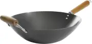 Hammond Flat Bottom Carbon Steel Wok, 14-Inch, Black