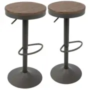 LumiSource Dakota Barstool, Set of 2, Grey, Brown -BS-DAKGY-BN2