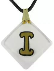 Initial " I " Lucite Pendant Necklace Vintage