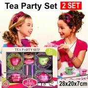 2Set Toy Tea-Set Cup Teapot Food Kitchen Metal Children SaucerPlay Afternoon Toy
