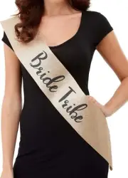 Smiffys 52194 Deluxe Glitter Bride Tribe Sash, Women, Gold & Black