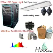 Hydroponics 80X80cm Grow Tent True Power 200W LED Grow Light Vent Kit Optional