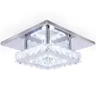 Modern Crystal Chandelier 7.9 Inches Led Ceiling Light Mini Square Flush Moun...